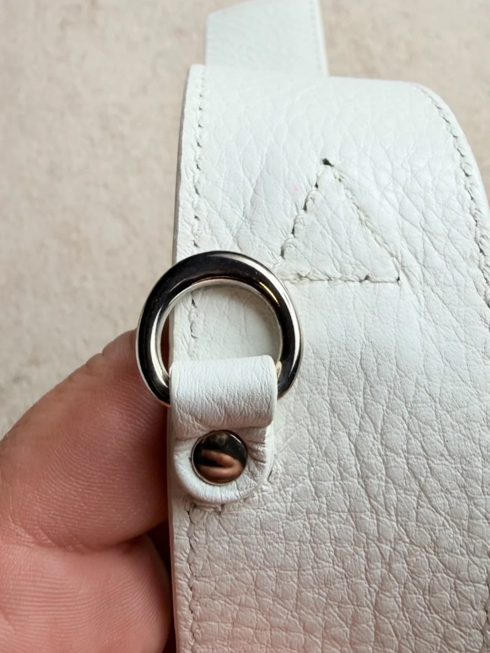 Burberry Double Buckle Leather Belt White